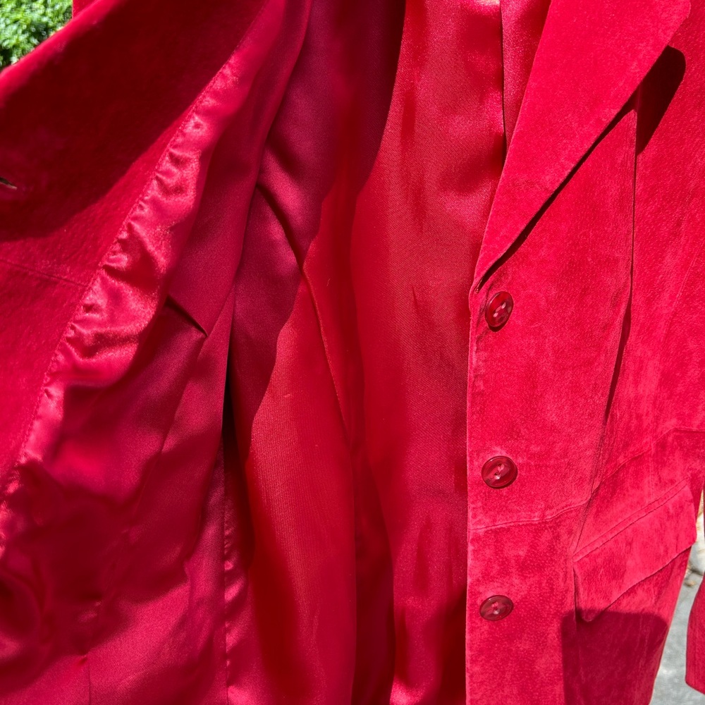 Dennis Basso Washable Suede Leather Jacket Size S. RED - Picture 5 of 9